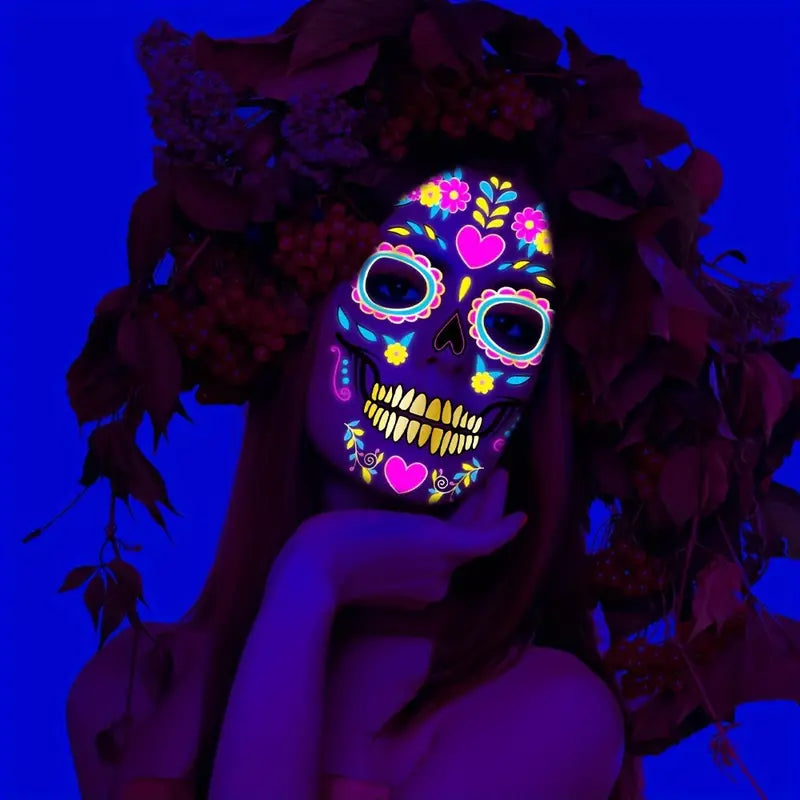 TATUAGGIO TEMPORANEO FLUORESCENTE CON TESCHIO HALLOWEEN