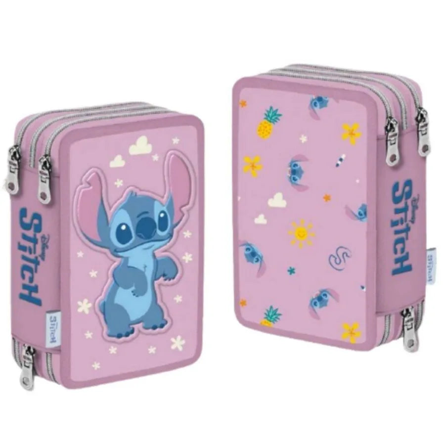 Astuccio Stitch Rosa 3 Zip – Completo, Colorato e Disney