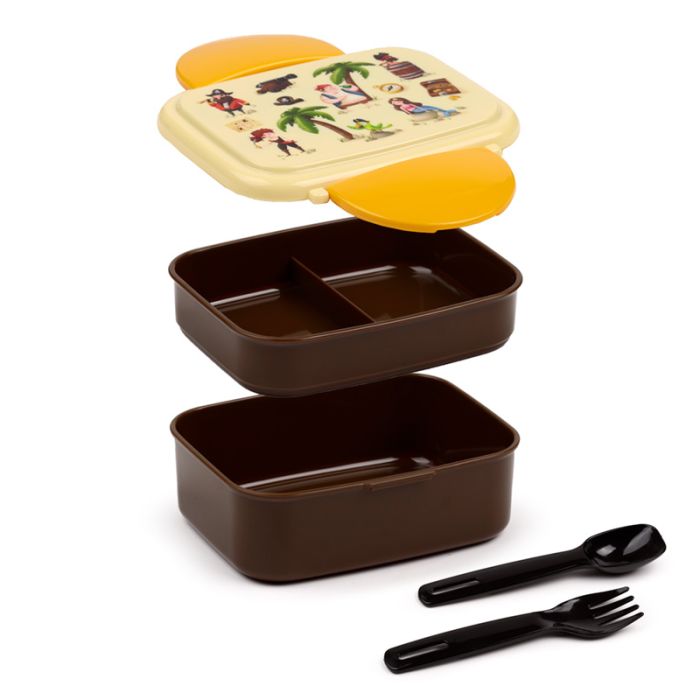Porta Pranzo Bento con Posate e Chiusura a Clip - Pirati - Jolly Rogers