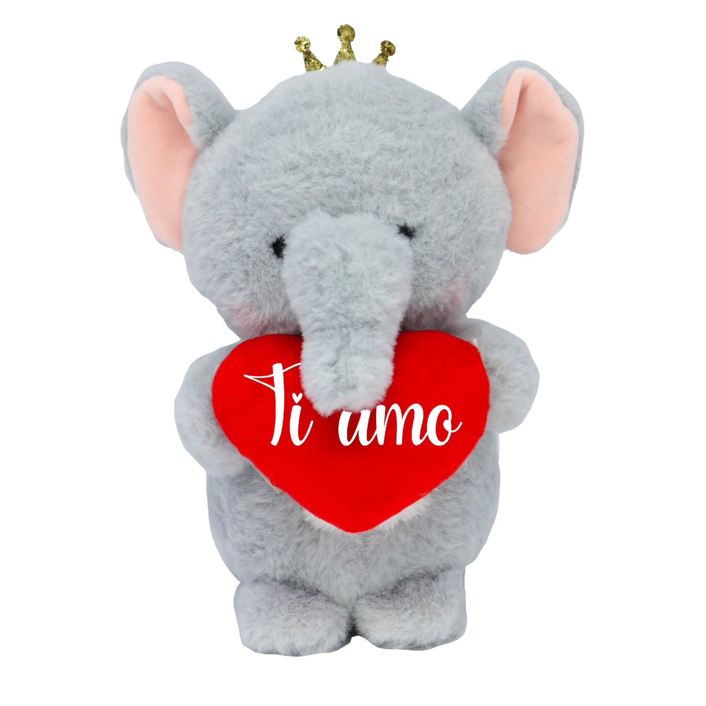 PELUCHE ANIMALE CORONA CON CUORE TI AMO