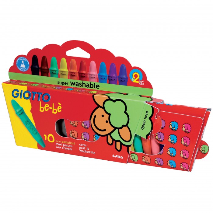 PASTELLI CERA GIOTTO BE-BE' SCATOLA 10 COLORI FILA