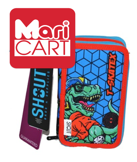 Astuccio scuola 3zip Shout Dinosauro personalizzabile completo di colori 44 pz
