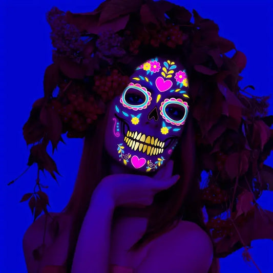 TATUAGGIO TEMPORANEO FLUORESCENTE CON TESCHIO HALLOWEEN
