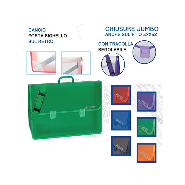 VALIGETTA POLIONDA con tracolla - VERDE ACQUA CARTA DI RISO 37x52x13