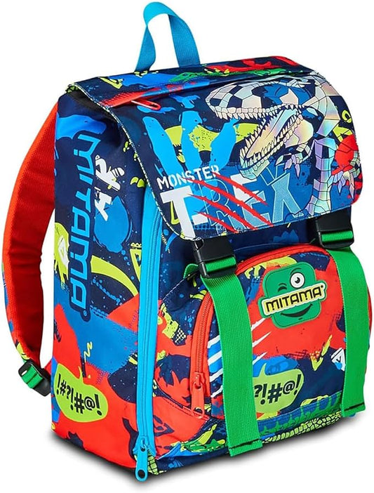 Mitama Zaino Estensibile Fluo Rex con Tasca frontale, Blu e Verde