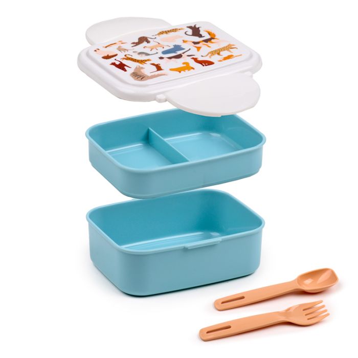 Porta Pranzo Bento con Posate e Chiusura a Clip - Gatti - Feline Fine