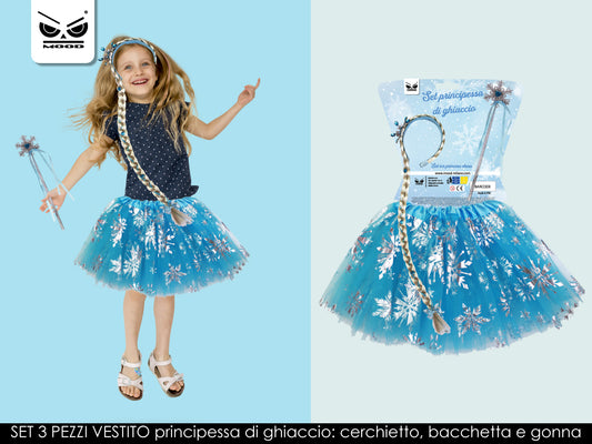 SET 3 PEZZI VESTITO PRINCIPESSA DI GHIACCIO