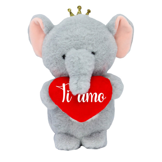 PELUCHE ANIMALE CORONA CON CUORE TI AMO