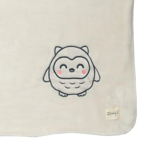 Coperta morbida per bambino - Gufo beige