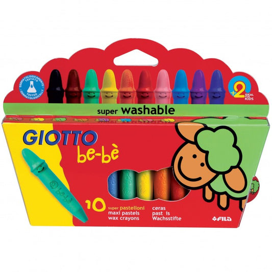 PASTELLI CERA GIOTTO BE-BE' SCATOLA 10 COLORI FILA