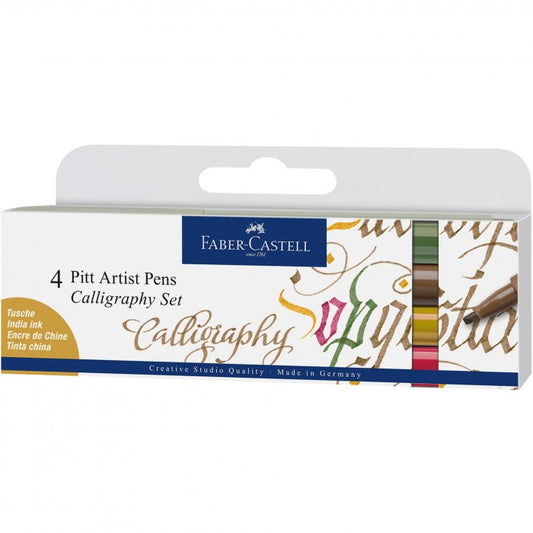 PENNARELLO CALLIGRAFICO PITT ARTIST PEN CALLIGRAPHY SET 4 COLORI FABER-CASTELL