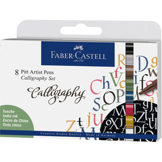 PENNARELLO CALLIGRAFICO PITT ARTIST PEN CALLIGRAPHY SET 8 COLORI FABER-CASTELL