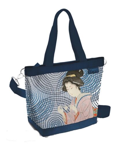 TWIIT Bag large ART & POP, BLU CAMOSCIATO GEISHA