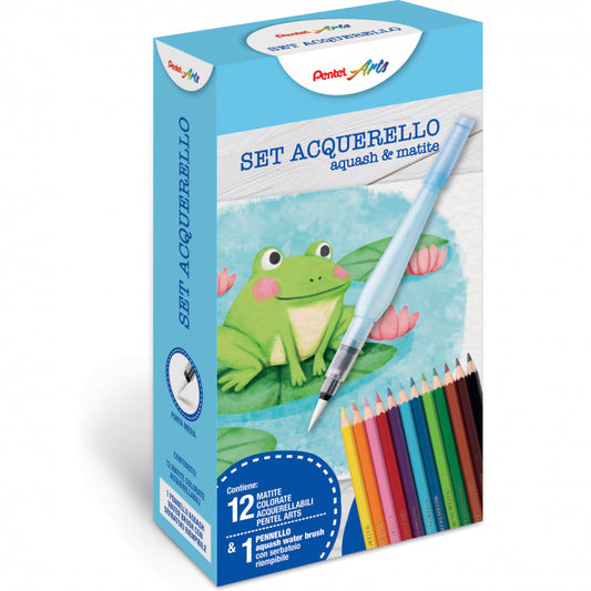 SET 12 PASTELLI ACQUERELLABILI ARTS + 1 PENNELLO AQUASH WATER BRUSH PENTEL